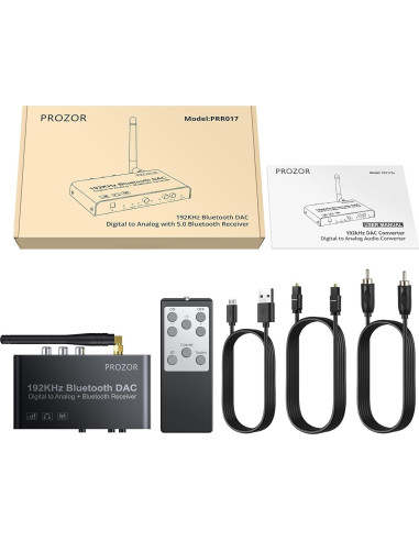 Convertidor DAC PROZOR Bluetooth 5.0 192kHz RCA 3.5mm