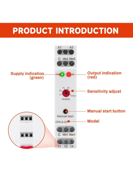 Relé de Control de Nivel de Líquido ZPSHYD GRL8-03 10A 24-240V