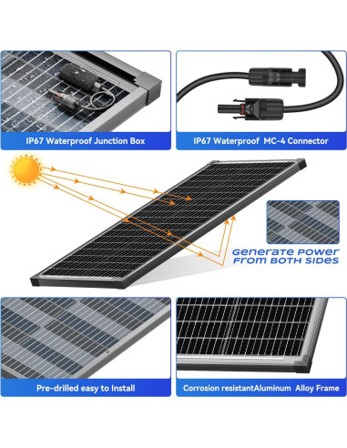 Kit Paneles Solares Bifaciales 200W WERCHTAY con Controlador 30A