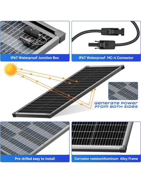 Kit Paneles Solares Bifaciales 200W WERCHTAY con Controlador 30A