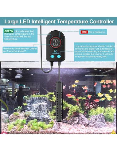 Calentador de Acuario Sumergible 300W HanLeShuKa con Seguridad