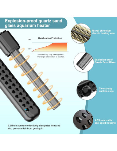 Calentador de Acuario Sumergible 300W HanLeShuKa con Seguridad
