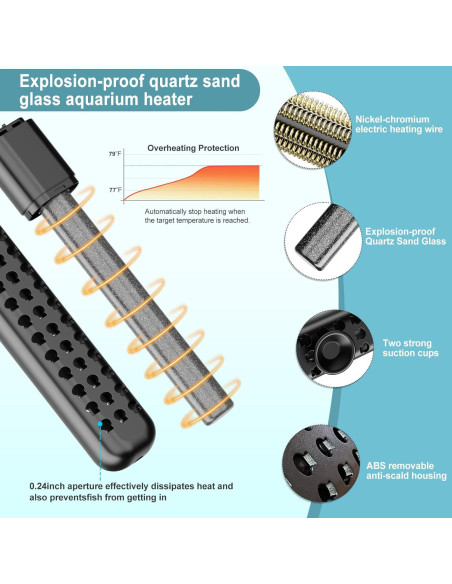 Calentador de Acuario Sumergible 300W HanLeShuKa con Seguridad