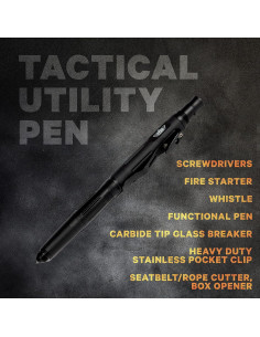 Bolígrafo Táctico Uzi UZITP10BK con Destornillador y Encendedor 2