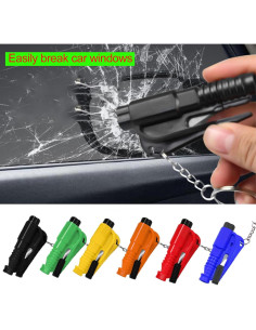 Herramienta de Escape de Coche 3 en 1 FLOWERTEEN - Rompe Vidrio y Cortador de Cinturón 2