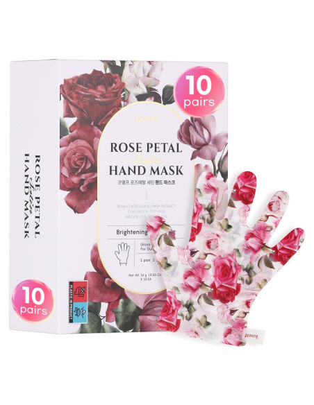Mascarilla de Mano Koelf de Sátin con Pétalos de Rosa - 10 pares
