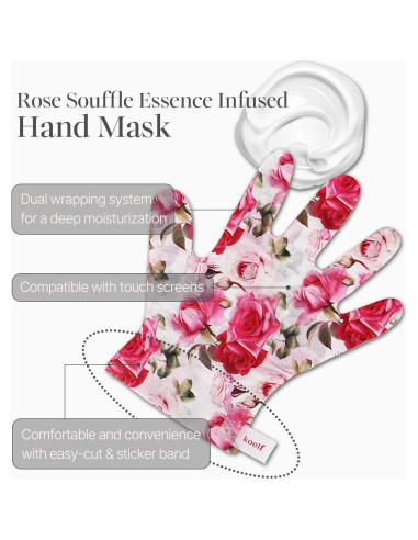 Mascarilla de Mano Koelf de Sátin con Pétalos de Rosa - 10 pares