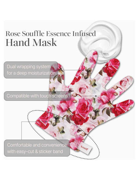 Mascarilla de Mano Koelf de Sátin con Pétalos de Rosa - 10 pares