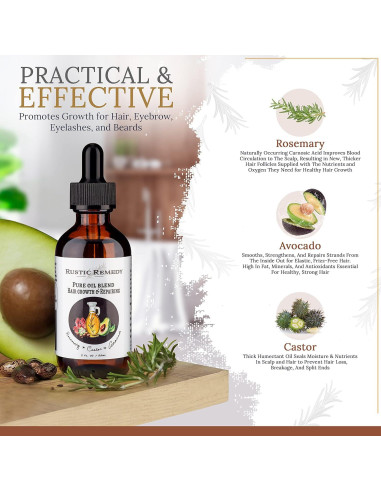 Aceite Puro Prensado en Frío Rustic Remedy 56.7g - Romero, Ricino y Aguacate