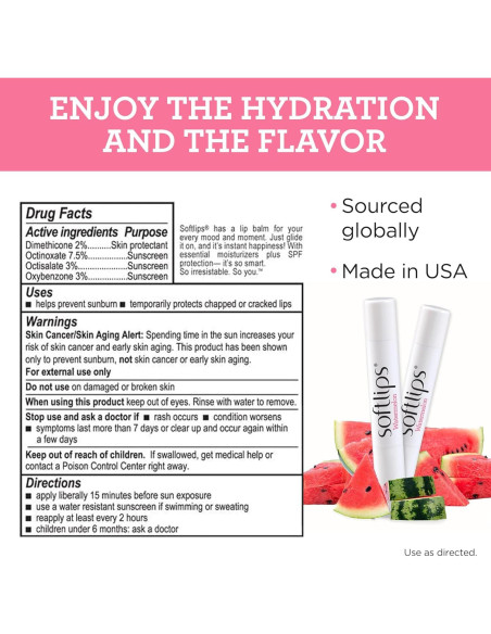 Bálsamo Labial Softlips Sabor Sandía 2-Pack SPF 20