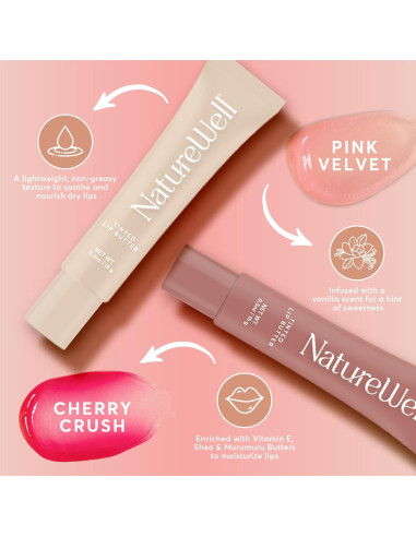 Mantequilla Labial Tinteada NatureWell - Paquete de 4 Aromas