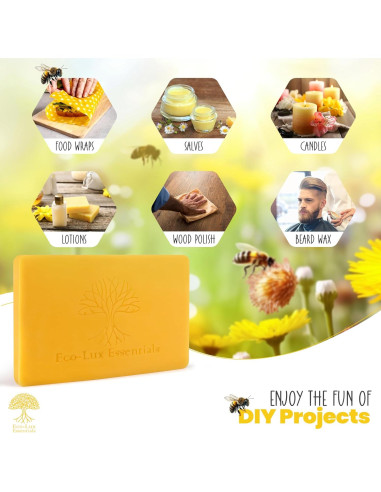 Bloque de Cera de Abeja Amarilla 408g Eco Lux - 100% Pura y Natural