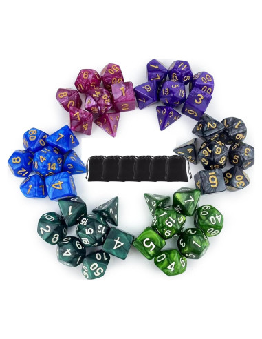 Conjunto de Dados Poliedricos RAIN SEA 42 Piezas D&D Multicolor