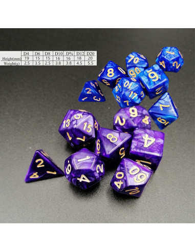 Conjunto de Dados Poliedricos RAIN SEA 42 Piezas D&D Multicolor