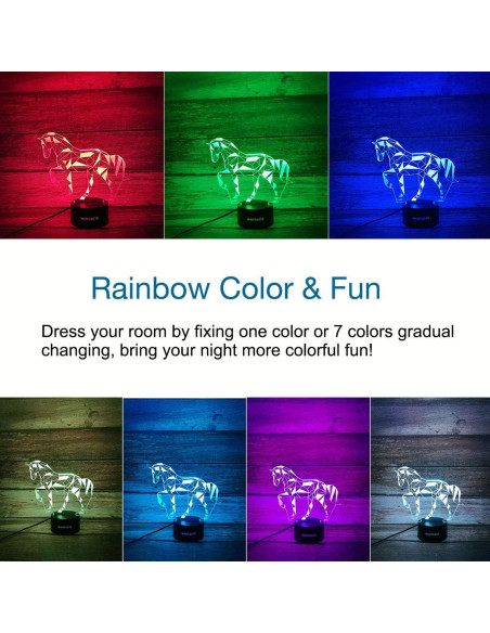 Lámpara Nocturna 3D Caballo WANTASTE con Control Remoto