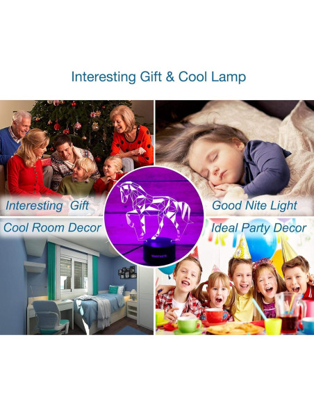 Lámpara Nocturna 3D Caballo WANTASTE con Control Remoto