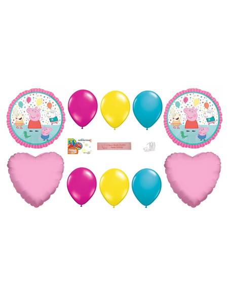 Suministros de Fiesta Peppa Pig WGIS - 13 Globos y Cinta
