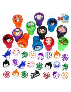 24 Sellos Temáticos Dragón Ball Z - Suministros Fiesta Cumpleaños