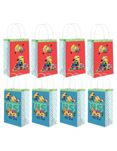 Bolsas de Kraft Impresas Multicolor Amscan - 21x12.7 cm - Paquete de 8