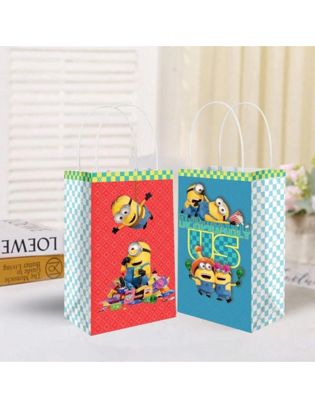 Bolsas de Kraft Impresas Multicolor Amscan - 21x12.7 cm - Paquete de 8