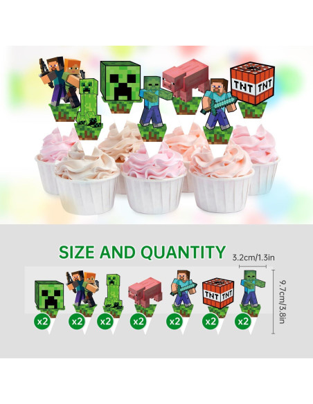 Palillos para Cupcake Estilo Pixel JenJen - 14 Piezas