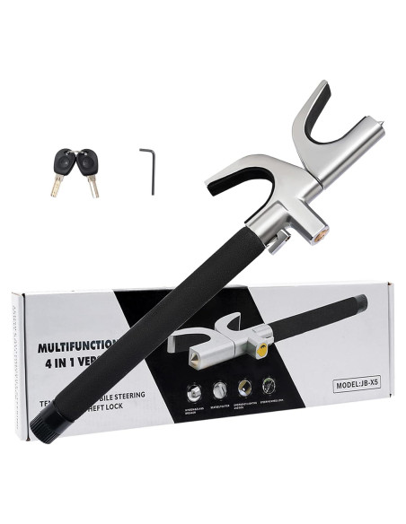 Bloqueo de Volante Antirrobo KNFRXO 4-en-1 con Linterna LED