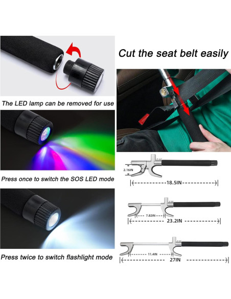 Bloqueo de Volante Antirrobo KNFRXO 4-en-1 con Linterna LED