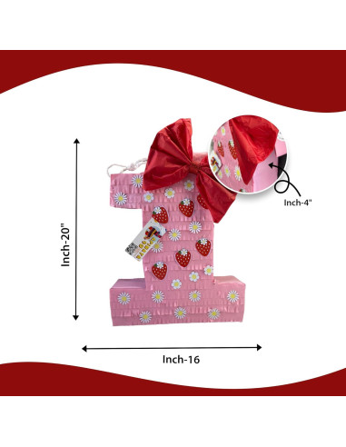 Piñata de Fresa APINATA4U para Primer Cumpleaños 50.8x40.6 cm