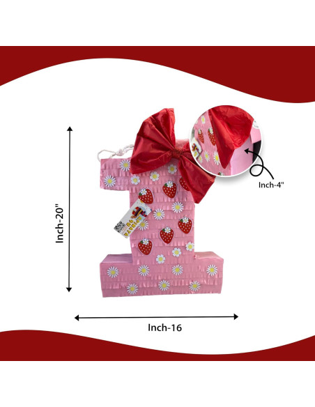Piñata de Fresa APINATA4U para Primer Cumpleaños 50.8x40.6 cm
