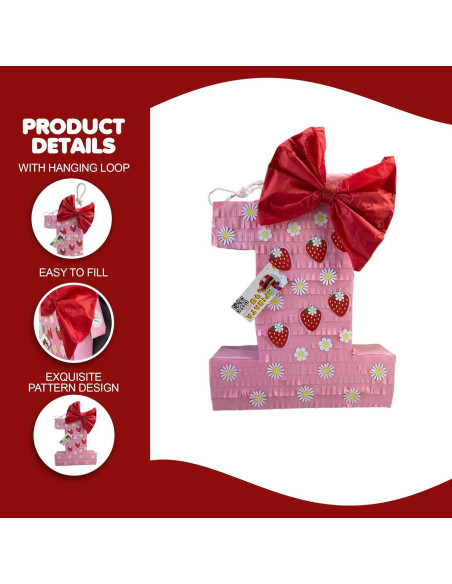 Piñata de Fresa APINATA4U para Primer Cumpleaños 50.8x40.6 cm