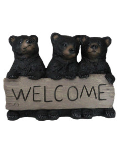 Estatua de Bienvenida 3 Osos Negros Juguetones Ebros 42x54 cm