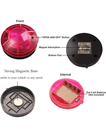 Luces de Advertencia LED MIUHIU con Base Magnética Azul