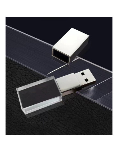 Unidad Flash USB 2.0 HOPAS Cristal Transparente 58.93g