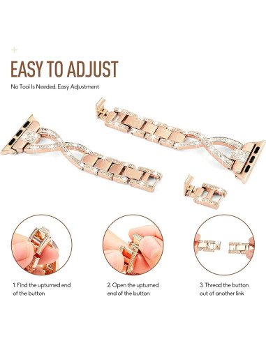 Banda Bling SXTDDSP para Apple Watch 38-49mm Metal Elegante