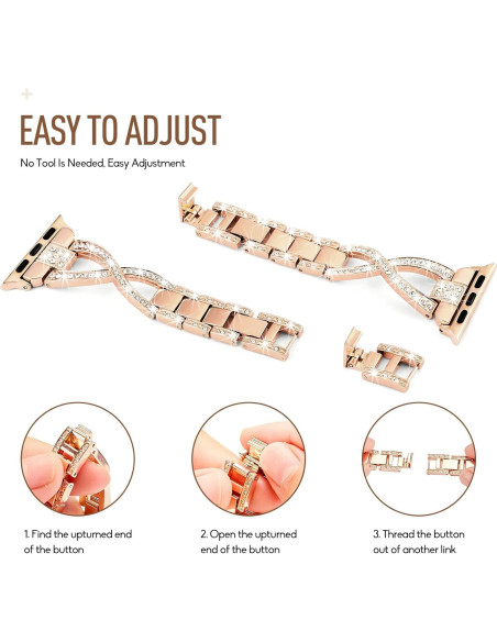 Banda Bling SXTDDSP para Apple Watch 38-49mm Metal Elegante