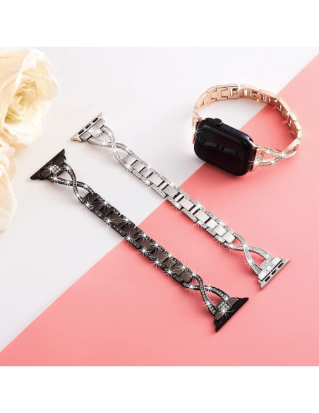 Banda Bling SXTDDSP para Apple Watch 38-49mm Metal Elegante