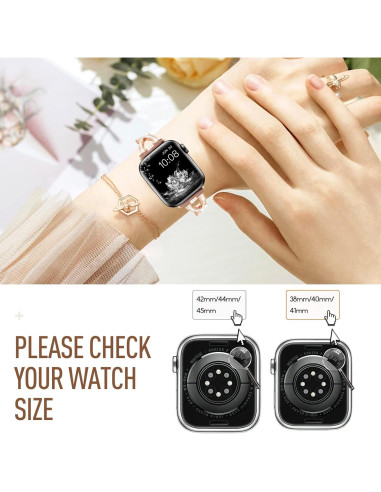 Banda Bling SXTDDSP para Apple Watch 38-49mm Metal Elegante