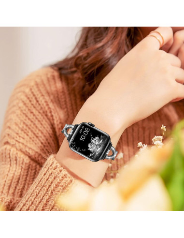Banda Bling SXTDDSP para Apple Watch 38-49mm Metal Elegante