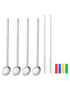 Cucharas de Acero Inoxidable uxcell 4Pcs 19.56cm Reutilizables