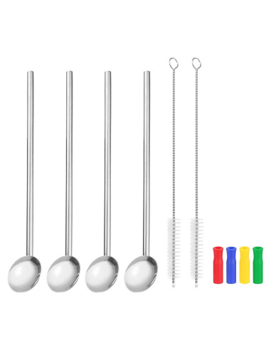 Cucharas de Acero Inoxidable uxcell 4Pcs 19.56cm Reutilizables
