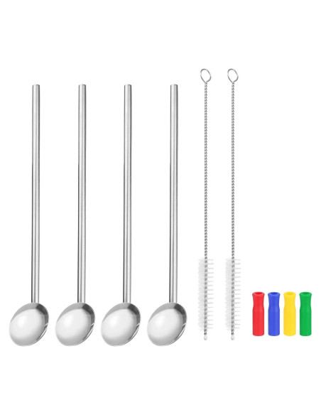 Cucharas de Acero Inoxidable uxcell 4Pcs 19.56cm Reutilizables