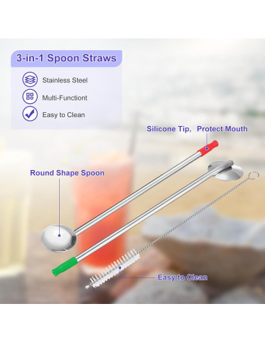 Cucharas de Acero Inoxidable uxcell 4Pcs 19.56cm Reutilizables