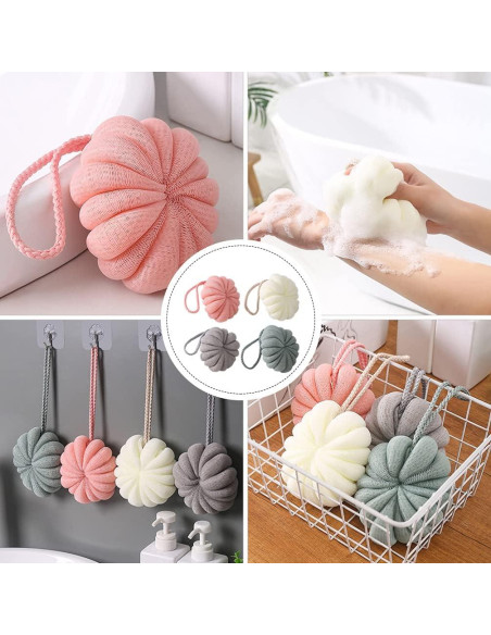 Esponjas de Ducha HEALLILY 4 Pcs Malla Suave Exfoliantes