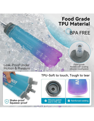 Botella de Agua Colapsable MARCHWAY 300ml Azul Púrpura