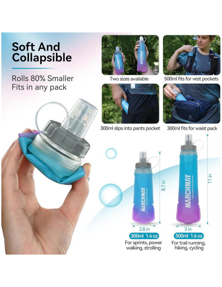Botella de Agua Colapsable MARCHWAY 300ml Azul Púrpura