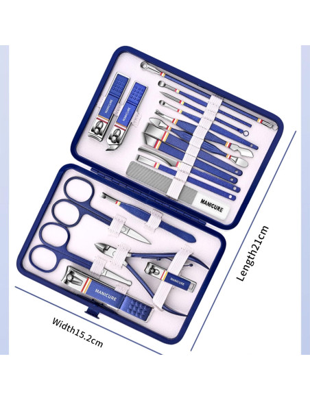 Kit de Manicura y Pedicura Kuzey Home 19 Piezas Acero Inoxidable