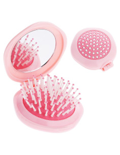 Cepillo de cabello compacto con espejo Josojoou rosa 7.54x2.75cm