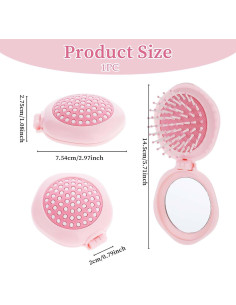 Cepillo de cabello compacto con espejo Josojoou rosa 7.54x2.75cm 2