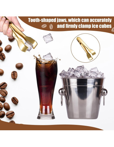 Juego de 4 Piezas Pinzas y Cucharas de Hielo Sieral Oro