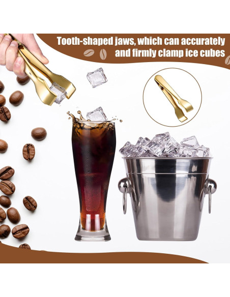 Juego de 4 Piezas Pinzas y Cucharas de Hielo Sieral Oro